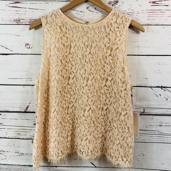 LEWIT Ivory Lace Shell Sleeveless NWT, size XL - Picture 2 of 9